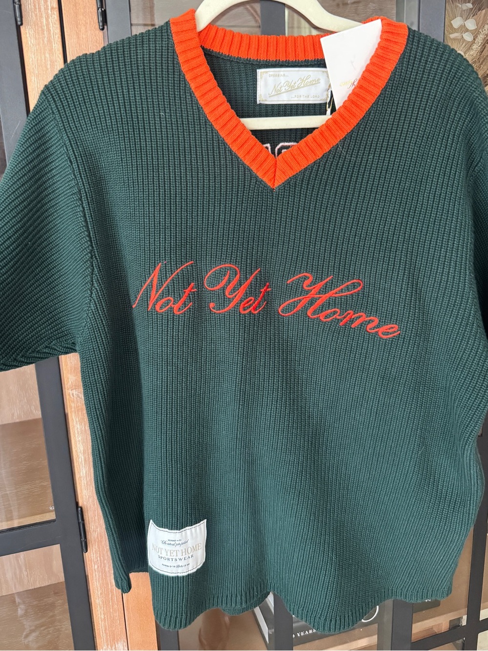 NWT Not Yet Home sweater knit short sleeve shirt Child of God jersey 07 varsity
